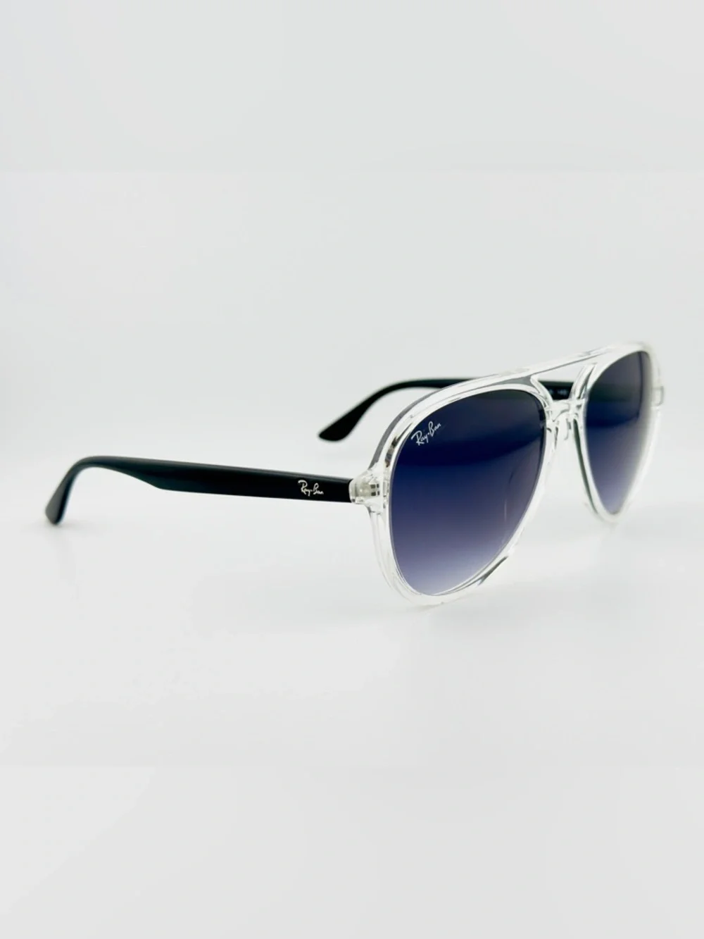 Ray-Ban Aviator Sunglasses RB4376 Transparent Frame with Gradient Dark Gray Lens - Picture 9 of 16